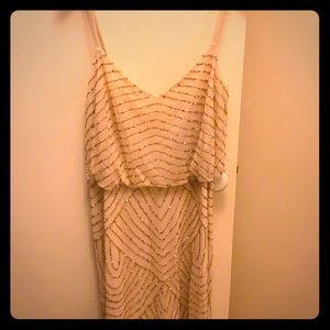 Gold beaded floor length gown- never worn!